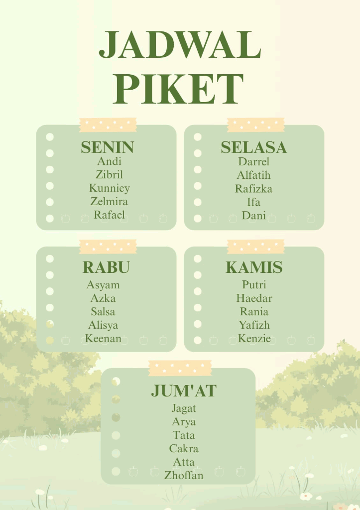 Poster Jadwal Piket OSIS SMPIT Al Uswah Banyuwangi
